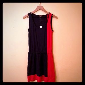 NWT Lilla P Drop Waist Navy Blue & Pink Dress SZ M